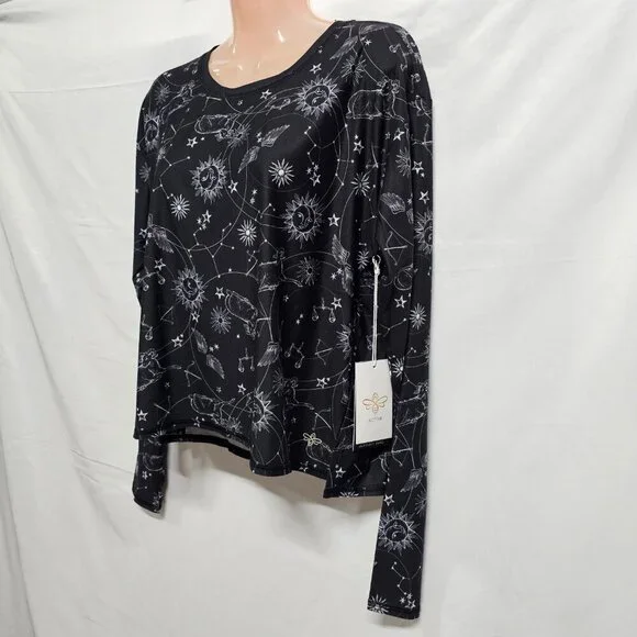 Johnny Was Active Bijou Long Sleeve Flyaway Back Top Tee Women Size L Black - Picture 14 of 16
